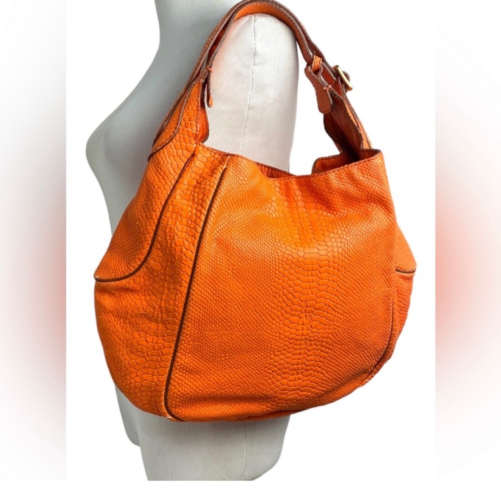 Givenchy orange snake embossed leather hobo bag - Picture 2 of 10